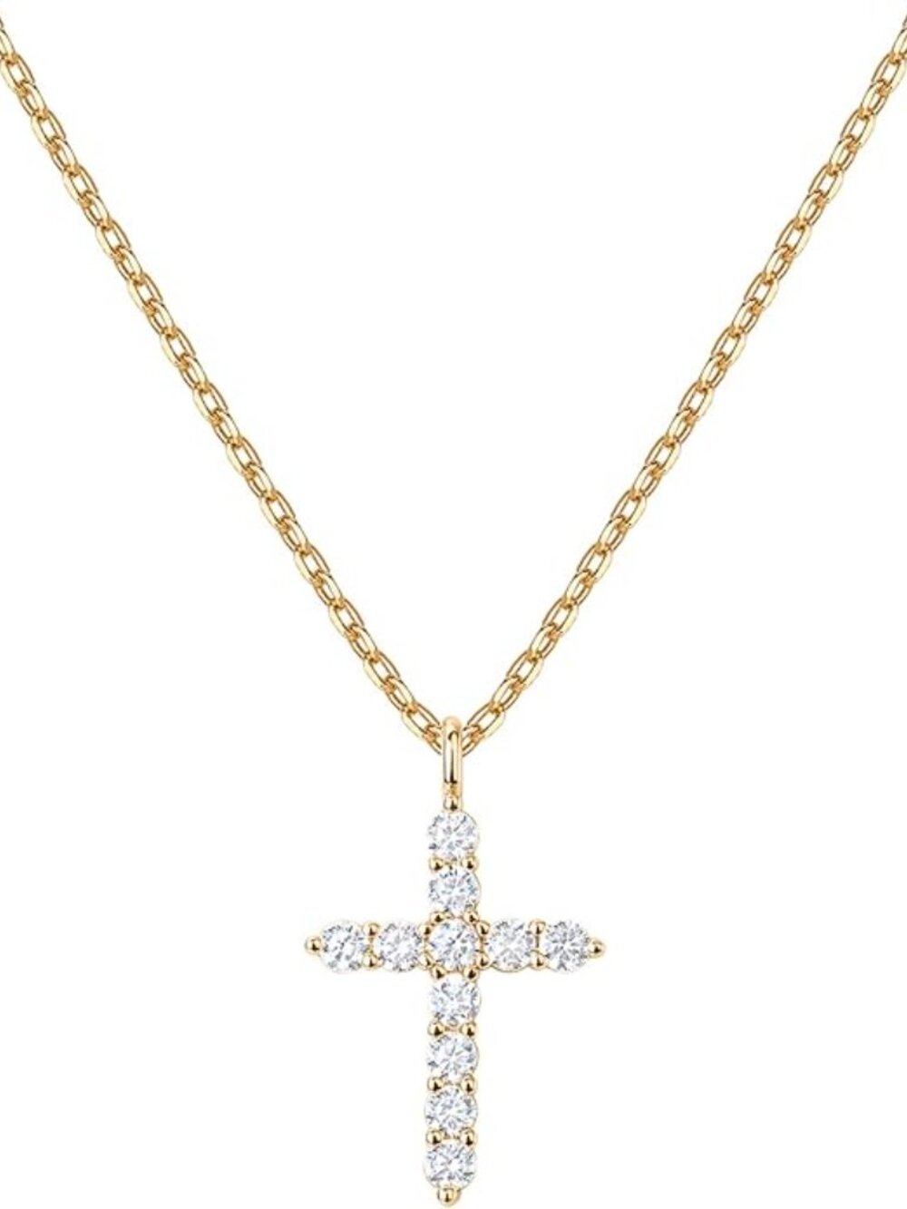 PAVOI 14K Gold Plated Cubic Zirconia Cross Necklace Cross Faith Pendant